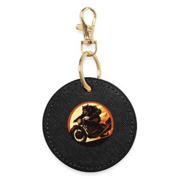 loup-garou moto flamme cercle - Porte-clés rond - noir - Devant