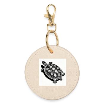 Münz-Schildkröte Geometrie - Runder Schlüsselanhänger - Auster - Vorne
