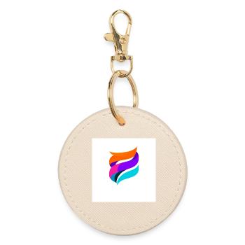 Colorful Ribbon Shape Abstract - Round Keyring - oyster - Front