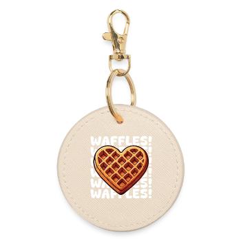 Pop Art Waffle Heart - Round Keyring - oyster - Front