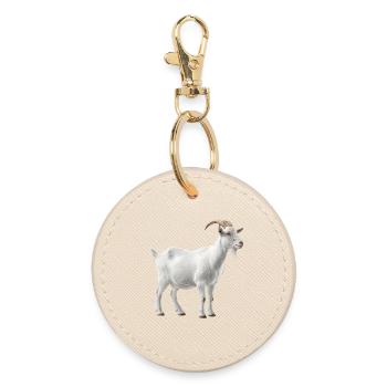 White Mountain Goat Portrait - Round Keyring - oyster - Front