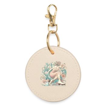 Schlittschuhlaufen Frau Art Nouveau Geschenk - Runder Schlüsselanhänger - Auster - Vorne