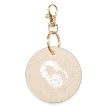 Headphone Silhouette: DJ & Music Vibes - Round Keyring - oyster - Front