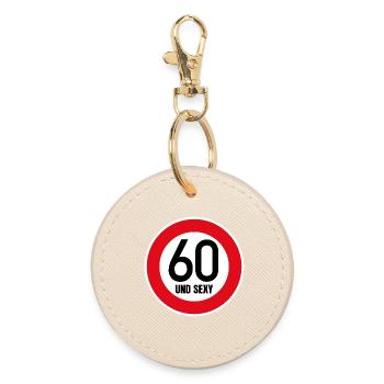 60th Birthday Sexy Shield Tempo 60 and Sexy 60 - Round Keyring - oyster - Front