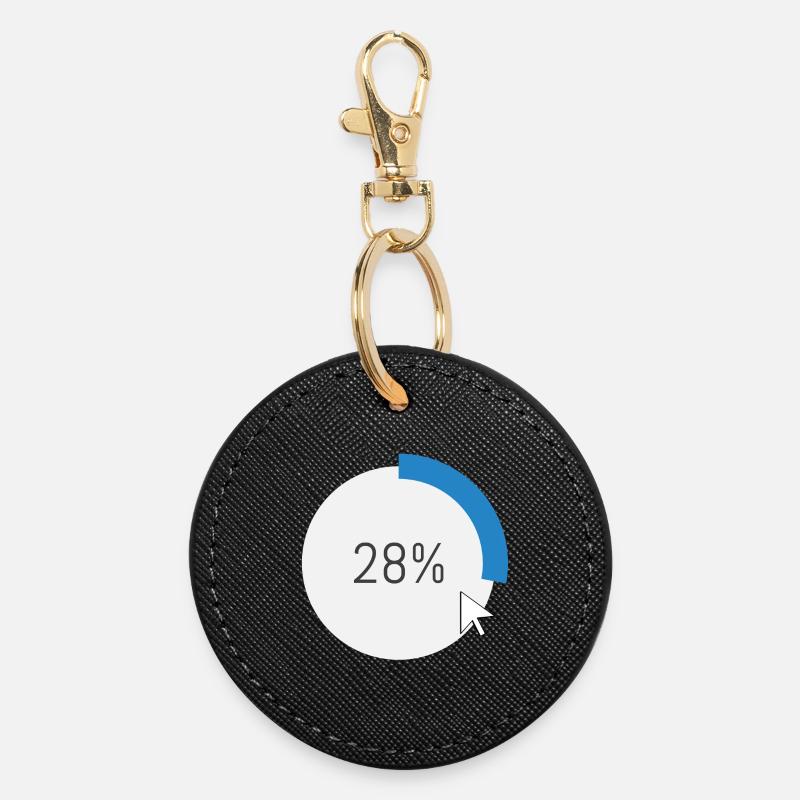 Blue Progress Ring IT Software PC Computer - Round Keyring - black