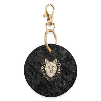 Stay Foxy – Wild & Stylish - Round Keyring - black - Front