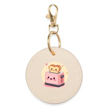 Grille-pain gai kawaii avec toast et cœurs - Porte-clés rond - huître - Devant
