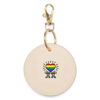 Heart Rainbow Celebration - Round Keyring - oyster - Front