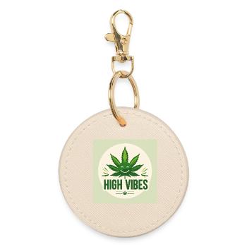 High Vibes Grüne Freude - Runder Schlüsselanhänger - Auster - Vorne