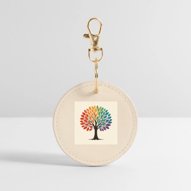 Rainbow Tree Illustration Round Keyring