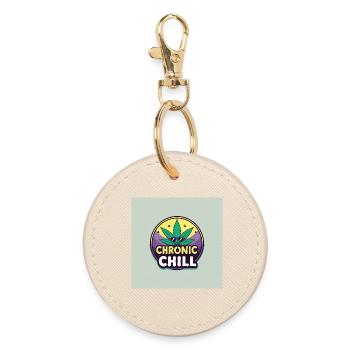 Logo de la feuille de cannabis Chronic Chill - Porte-clés rond - huître - Devant
