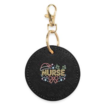 Joyeuse Infirmière de Noël - Porte-clés rond - noir - Devant