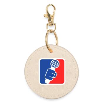 Microphone Check League Icon – Sportfan - Runder Schlüsselanhänger - Auster - Vorne