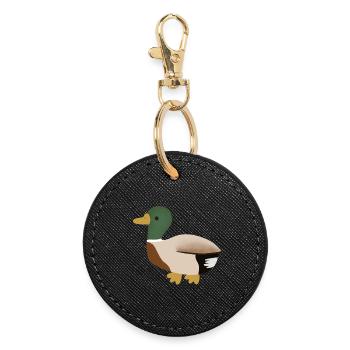 Mallard Duck Minimal Illustration - Round Keyring - black - Front