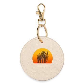 Timeless Elephant – Kraft und Ruhe im Sonnenunterg - Runder Schlüsselanhänger - Auster - Vorne