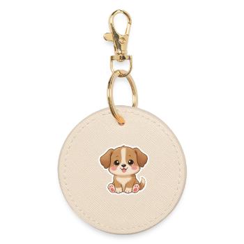 Adorable chiot autocollant - Porte-clés rond - huître - Devant