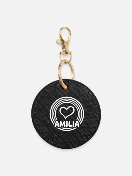 Name Amilia - Runder Schlüsselanhänger - Schwarz