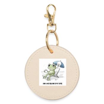 Frog Beach Coffee Chill - Round Keyring - oyster - Front