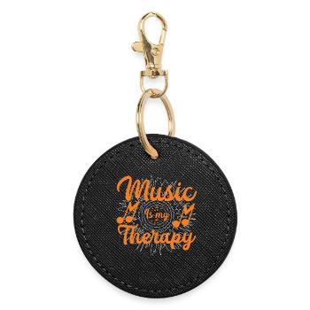 Music is my thearpy - Runder Schlüsselanhänger - Schwarz - Vorne