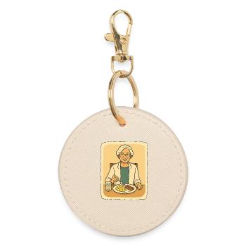 at the breakfast table - Round Keyring - oyster - Front