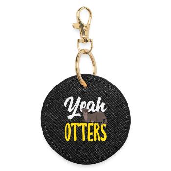 Yes Sea Otter Cartoon - Round Keyring - black - Front