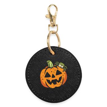 Drôle de citrouille d’Halloween avec araignée - Porte-clés rond - noir - Devant