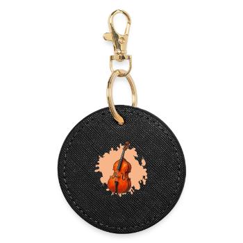 Orange Violoncelle Aquarelle - Porte-clés rond - noir - Devant