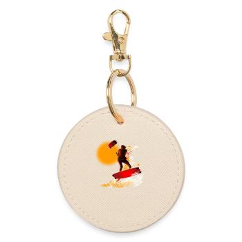 Kite Surfer Farbexplosion Print - Runder Schlüsselanhänger - Auster - Vorne
