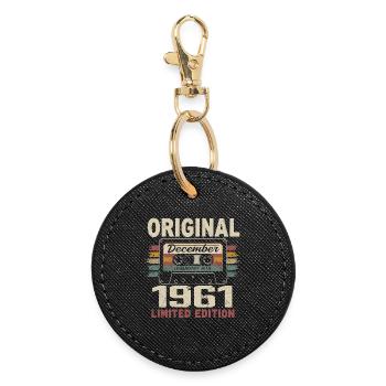 December 1961 Birthday Gift - Round Keyring - black - Front