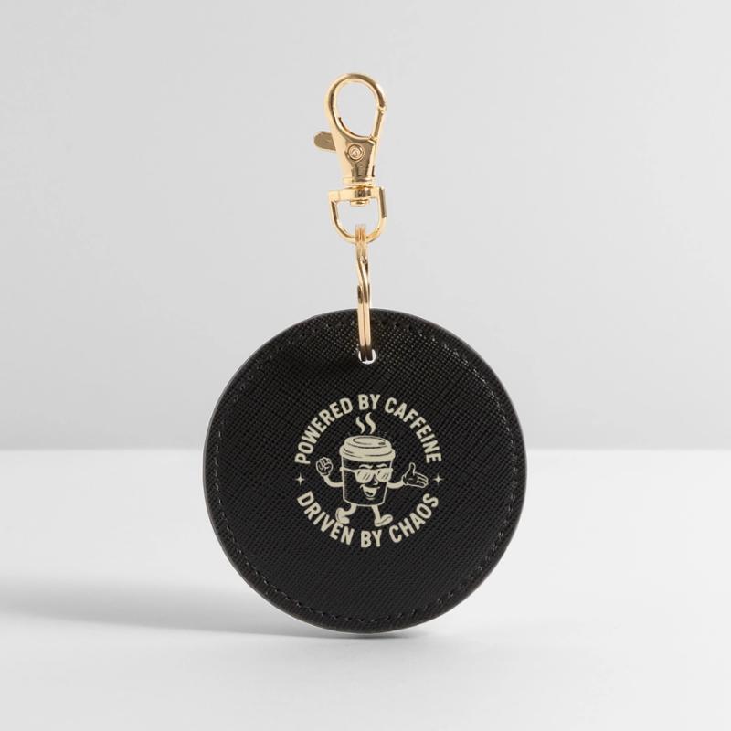 Powered by Caffeine, Driven by Chaos Kaffee Spruch Round Keyring