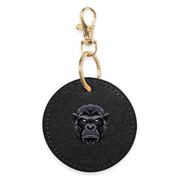 Geometrischer Gorillakopf - Runder Schlüsselanhänger - Schwarz - Vorne