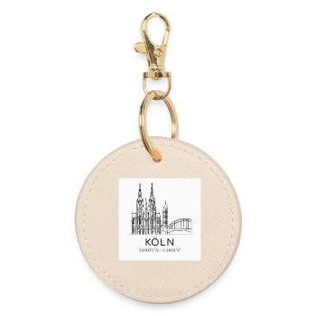 Köln Linienkunst Silhouette Wahrzeichen - Runder Schlüsselanhänger - Auster - Vorne