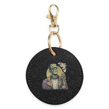 Zombie fumant - Smoking - Rétro - Vintage - Porte-clés rond - noir - Devant