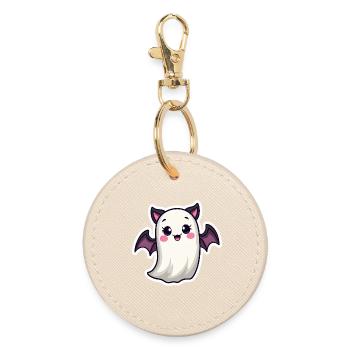 Halloween Bat Ghost - Round Keyring - oyster - Front