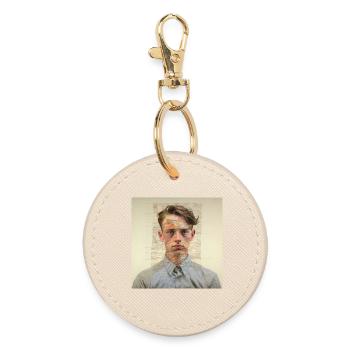 Patchwork Portrait Collage - Round Keyring - oyster - Front