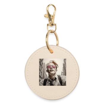 Portrait de style urbain Lunettes roses - Porte-clés rond - huître - Devant