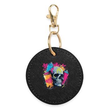 Skull & Graffiti | Buntes Street Art Design - Runder Schlüsselanhänger - Schwarz - Vorne