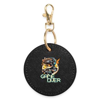 Gamer Over Retro Neon Arcade - Round Keyring - black - Front
