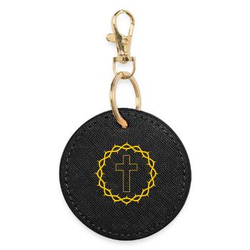 Cross and crown of thorns - Round Keyring - black - Front