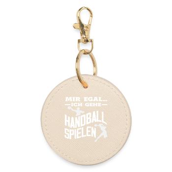 Handballspieler Handball Handballer Geschenke - Runder Schlüsselanhänger - Auster - Vorne