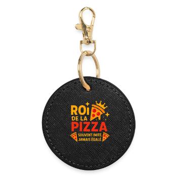 Roi de la Pizza Couronné - Porte-clés rond - noir - Devant
