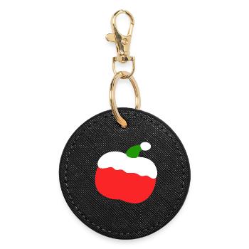 Pomme – Noël - Porte-clés rond - noir - Devant