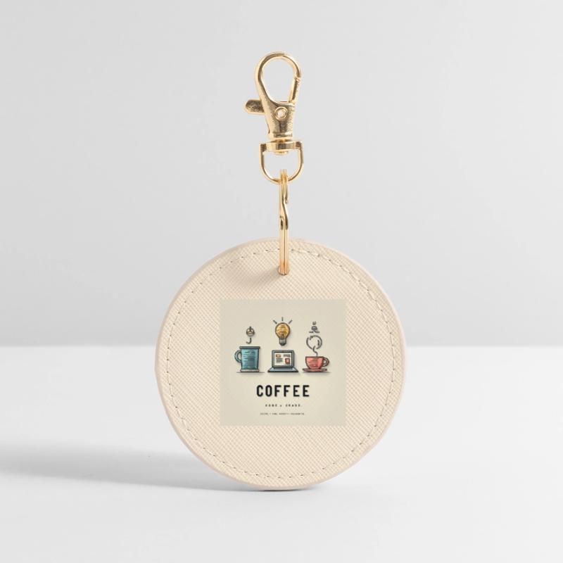 Conception du code du café Porte-clés rond