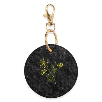 Blooming Dill – Botanical Plant Illustration - Round Keyring - black - Front