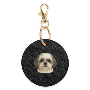 Gentle Shih Tzu Portrait - Round Keyring - black - Front