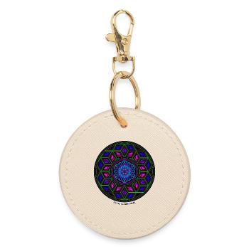 Fractal Evolution Experience Kaleidoscope Mandala - Round Keyring - oyster - Front