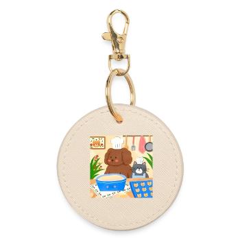 Niedliche Bäcker Illustration - Runder Schlüsselanhänger - Auster - Vorne
