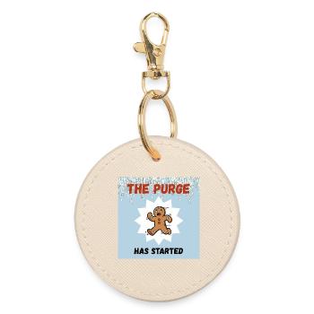 Gingerbread Man, Cookies, the Purge, Christmas - Round Keyring - oyster - Front