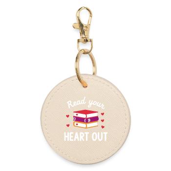 Read Your Heart Out Book Lover - Round Keyring - oyster - Front