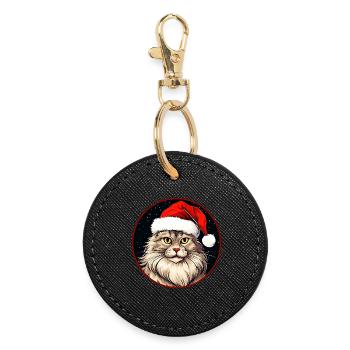 Chats Noël - Porte-clés rond - noir - Devant